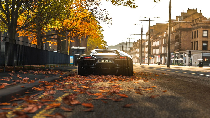1080P, Lamborghini, leaves, Forza Horizon 4, video games, car, vehicle, Lamborghini Aventador LP700-4 Roadster