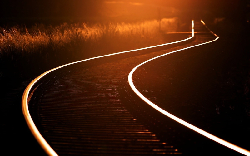 dividing line, direction, landscape, 720P, long exposure, light trail, no people, journey, nature, the way forward, illuminated, sunlight, twilight, mode of transportation