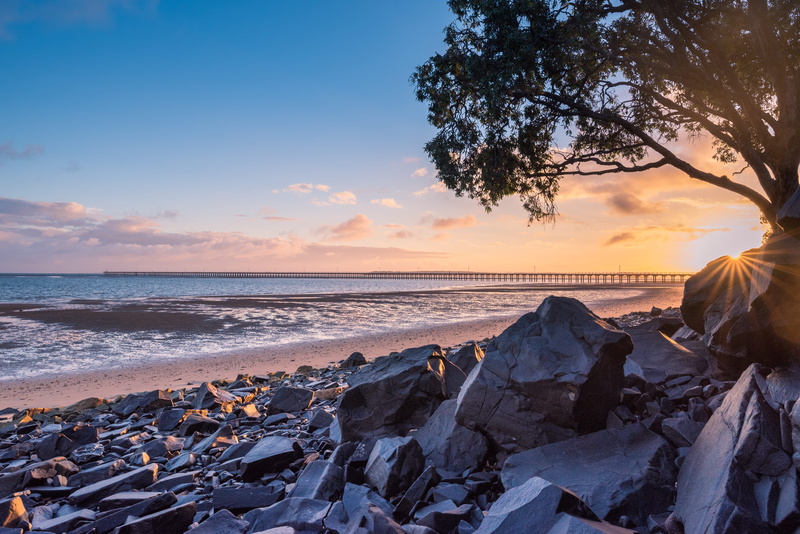 colour, land, australia, nature, horizon over water, horizon, solid, sunrise, idyllic, cloud - sky, tree, tranquil scene, beauty in nature, rocks, natural