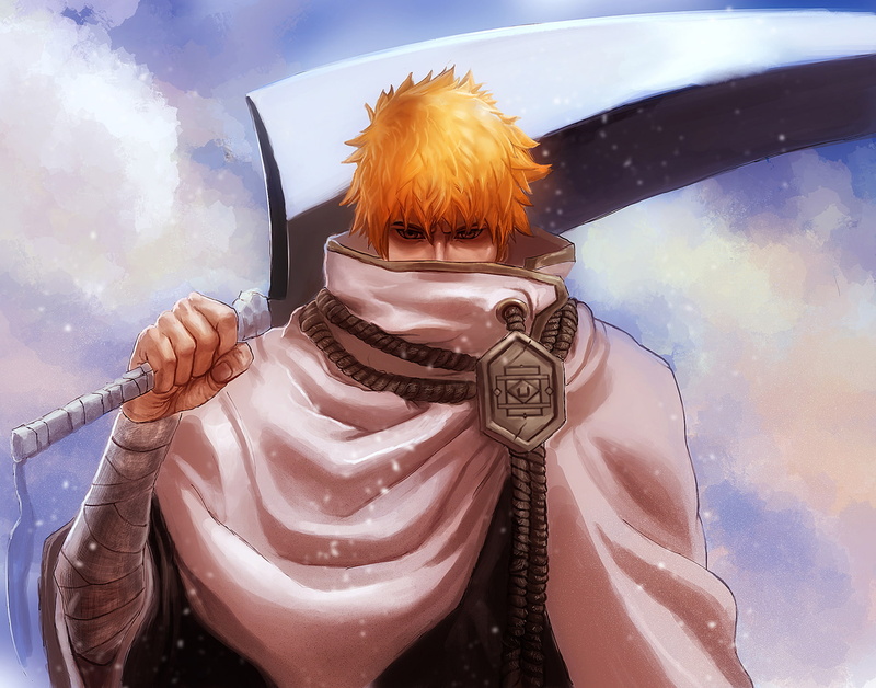 Ichigo Kurosaki, shinigami, bleach, sword, anime, blonde, 1080P, guy