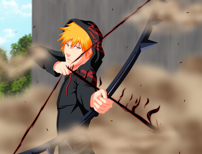 autumn, waist up, clothing, tensa zangetsu, 1080P, sword, boy, outdoors, people, kurosaki ichigo, illustration, real people, men, ichigo, leisure activity