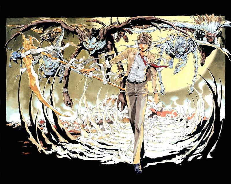 hd, art, shinigami, 720P, note, x, ryuk, death note, anime, Light, yagami, death