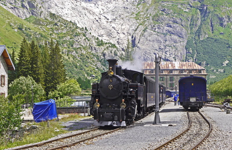railroad track, railway station, plant, drudgery, cliff, slope, oldtimer, valais, steep slope, switzerland, railway, outdoors, transportation, rhone valley