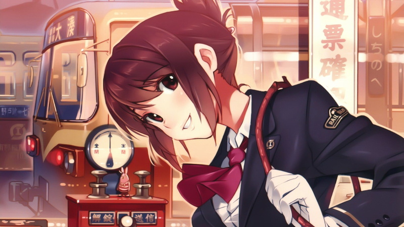anime, business person, formal businesswear, 1080P, occupation, business, transportation, working, indoors, suit, redhead, representation, one person