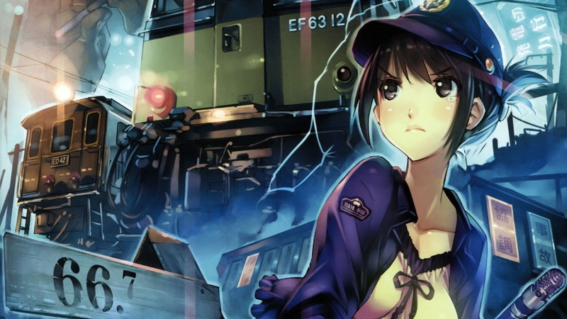 Rail Wars, portrait, anime, mode of transportation, day, anime girls, one person, waist up, real people, rail transportation, mid adult, reflection, standing