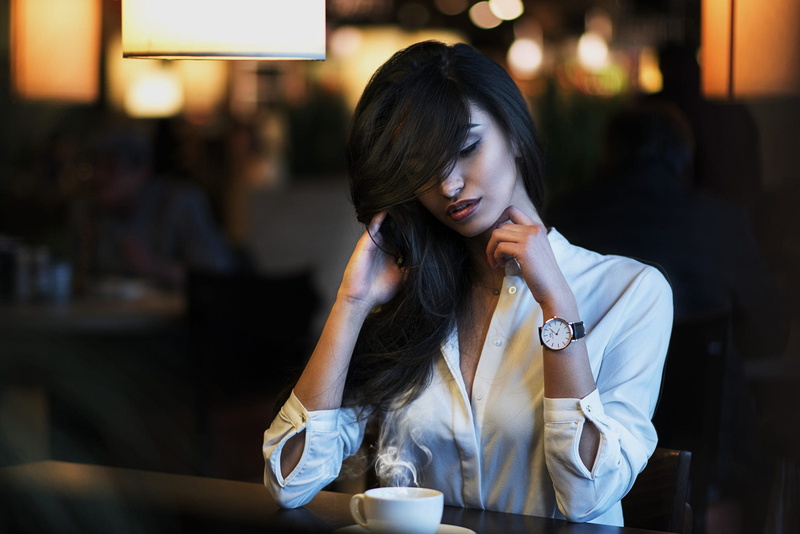 model, 1080P, Daniel Wellington, brunette, long hair, women, watch