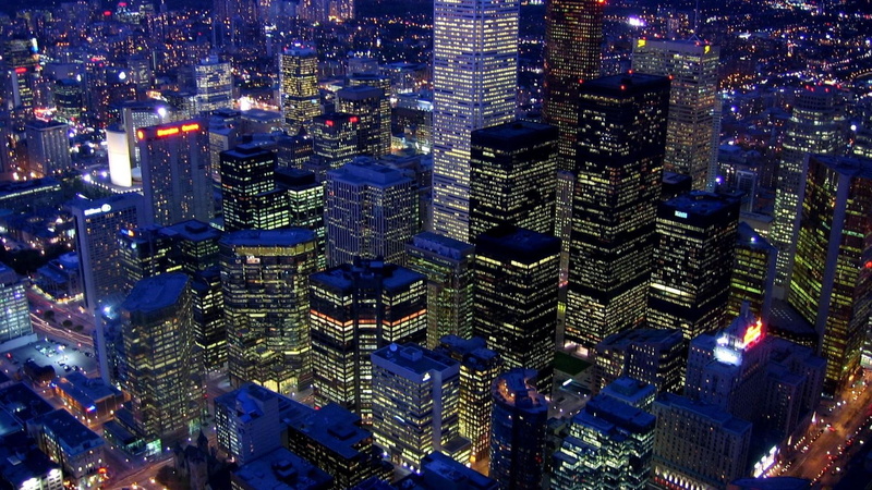 cn, tower, view, 1080P, skyscrapers, night, nature and landscapes, lights, city, toronto