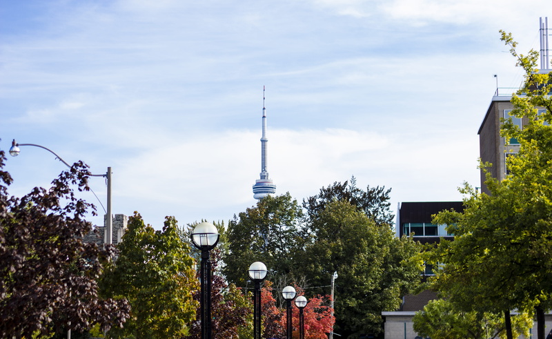 urban, cloud - sky, cn tower, views, day, built structure, street, sky, sidney smith hall, global communications, canada, communication, architecture, skyscraper