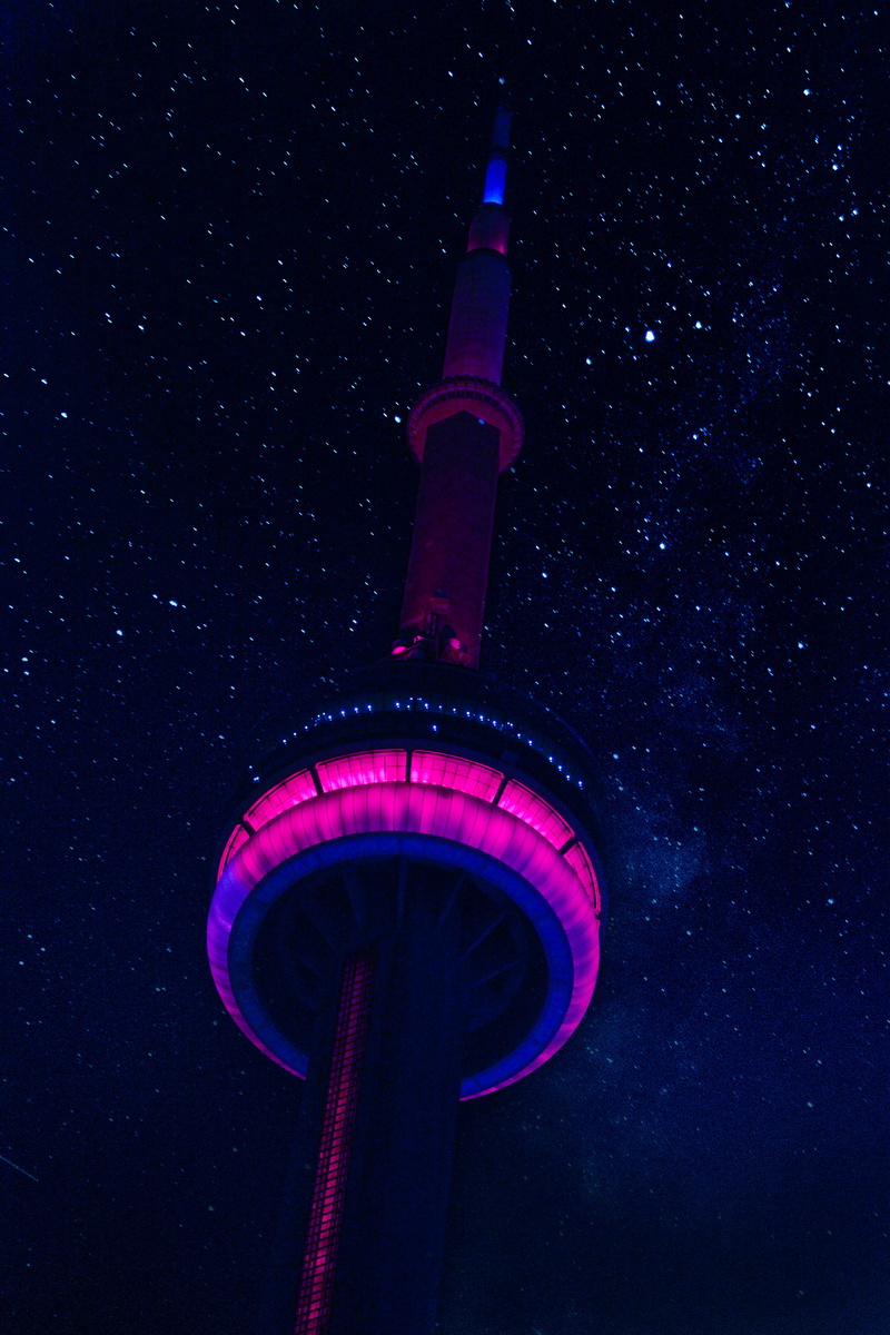 night, illuminated, sky, landmark, architecture, no people, star - space, luminescence, insubstantial, bright, light, red, color, Toronto, 4K, sign, colorful