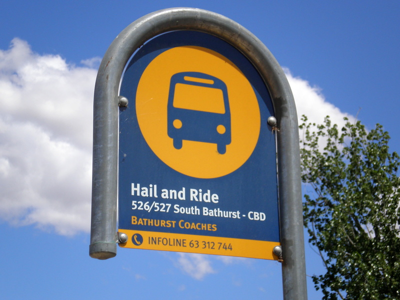 2K, number, bus stop, blue, sky, Australia, cloud - sky, guidance, symbol, tree, no people, new, road Sign, stop, typical, information, south, bathurst