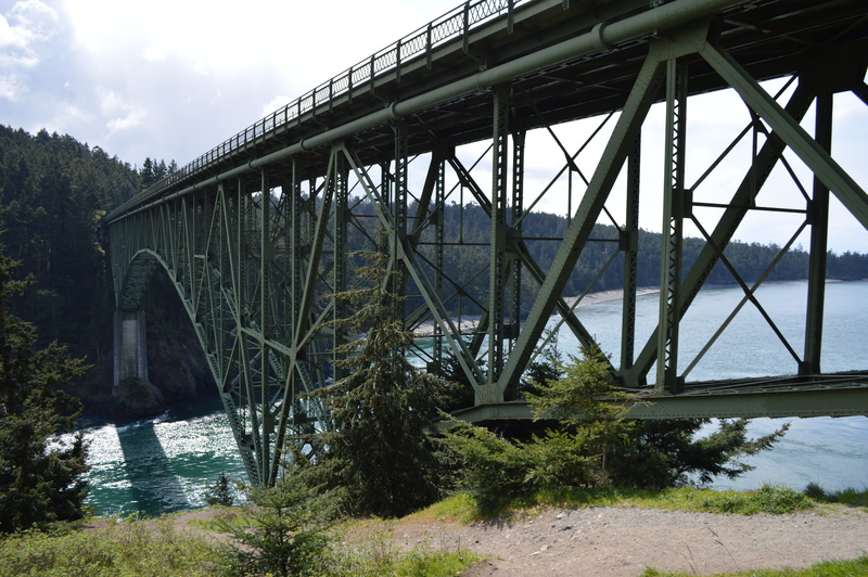 bridge, pnw, arch bridge, outdoors, architectural column, washington, day, connection, deception pass bridge, engineering, plant, trees, sky, transportation