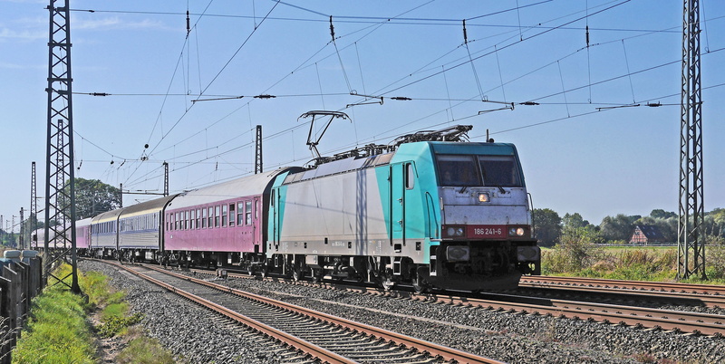 transportation, land vehicle, br186, private railway, architecture, cable, gleise, mode of transportation, special train, flat land, appel sleeves, main line