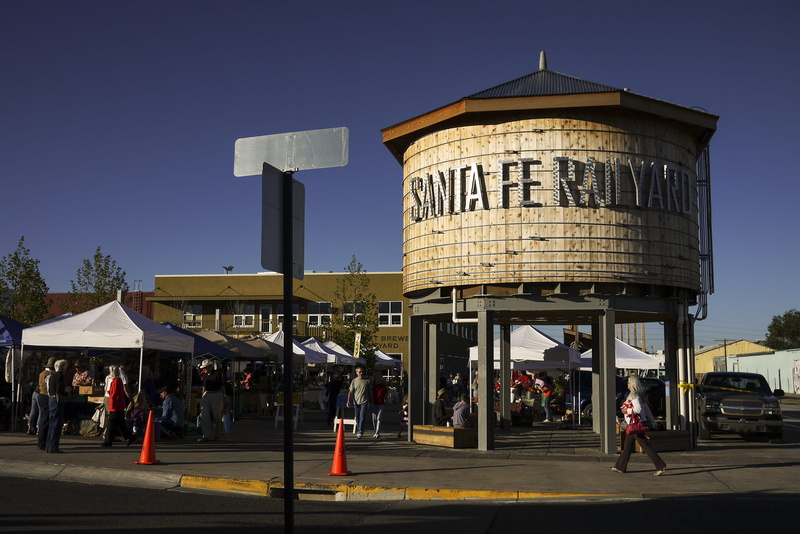 santa fe, nature, street, building, sign, 4K, large group of people, clear sky, new mexico, outdoors, real people, built structure, market, men, text