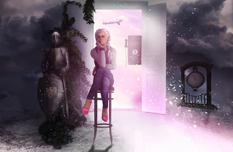 futuristic, vigilant, Guardian Custode, pondering, remorse, Stargirl, waiting, poster, Stargate, digital designs, thinking, photo manipulation, book cover