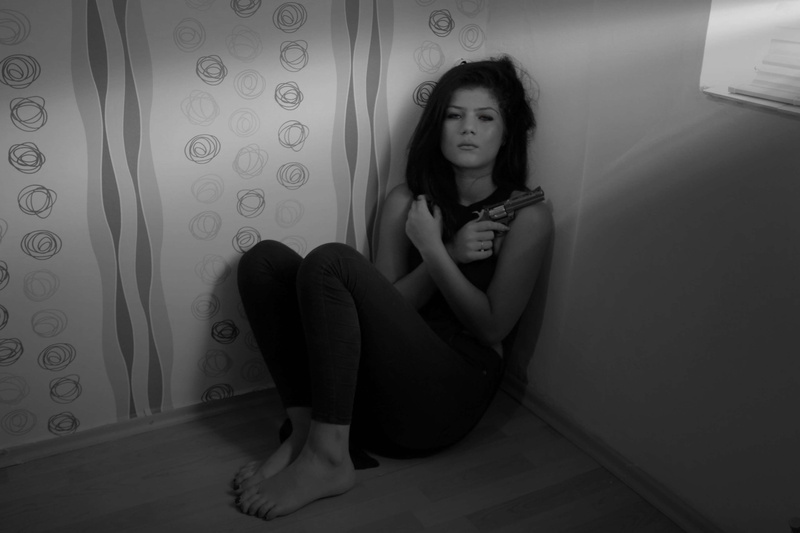 depression - sadness, beautiful woman, hairstyle, portrait, one person, young women, regret, crime, beauty, sadness, pistol, contemplation, women, lifestyles