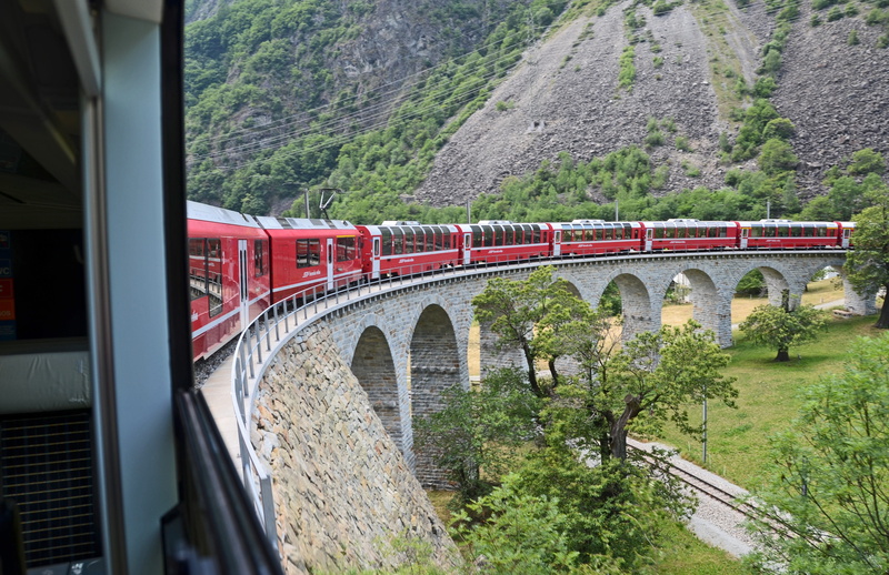 Switzerland, track, arch, train tracks, train - vehicle, day, swiss federal railways, connection, red, no people, nature, public transportation, on the go