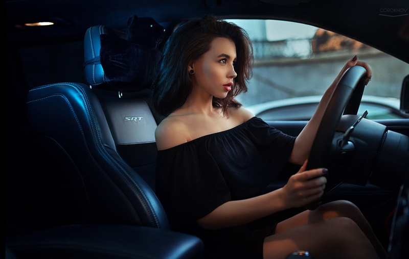 luxury, sitting, Aliya Lando, car, vehicle interior, beautiful woman, motor vehicle, shoulder, 1080P, travel, steering wheel, car interior, vehicle, communication