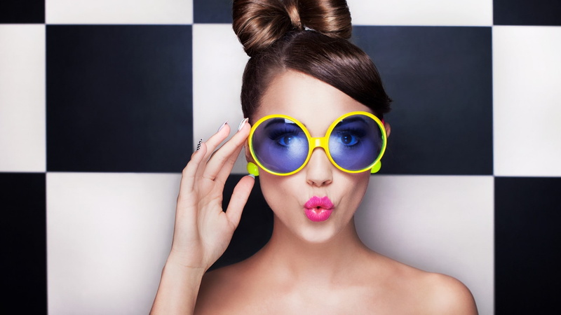 pink lipstick, 1080P, brown hair, hairstyle, human face, beauty, hair, beautiful woman, hairbun, one person, portrait, model, adult, human body part, beautiful people