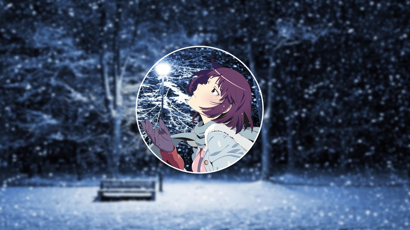 Monogatari Series, shape, sphere, circle, one person, 1080P, snowing, transparent, day, cold temperature, Senjougahara Hitagi, reflection, holding, winter