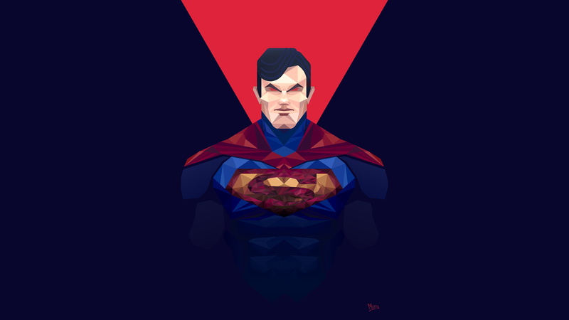 cape, Superman Man of Steel, minimalism, low poly, 4K, superhero
