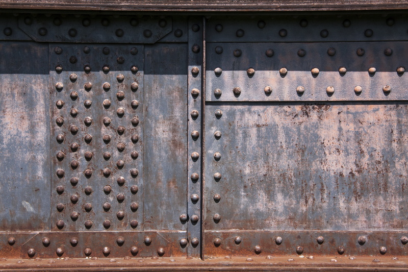 pattern, textured, riveting heads, close-up, steel, full frame, old, gate, 4K, repetition, no people, iron - metal, railing, bridge, outdoors, travel