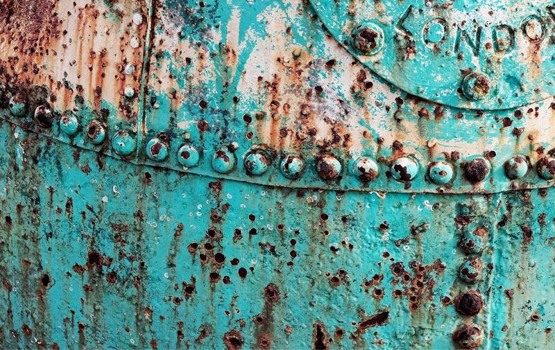 no people, full frame, ruined, old, textured, steel, rusted, turquoise colored, wreck, lifesaver, corroded, peeled, green color, damaged, deterioration