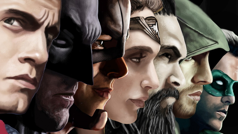 Green Lantern, 1080P, artwork, Batman, Green Arrow, Flash, costumes, Superman, mask, Wonder Woman, Aquaman, Justice League, comic books, superhero