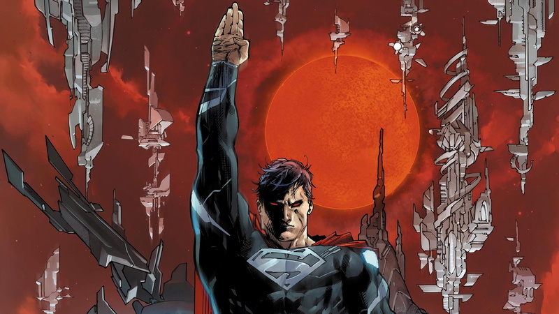 Superman, superhero, comics, cape, artwork, costume, fantasy, 2K, dark multiverse, DC Comics, sun, red eyes