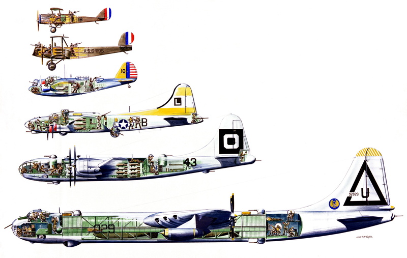 Martin B-10, 2K, b-29 super fortress, Airco DH.4, Convair B-36, Boeing B-17 Flying Fortress, aircraft, Bomber