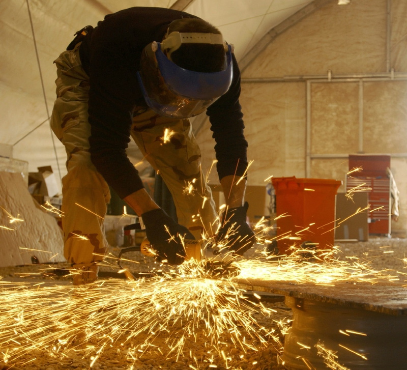 build, safety, standing, metal, blurred motion, labor, man, grinder, industry, men, skill, construction, sparks, welding, blue, metal industry, wearing