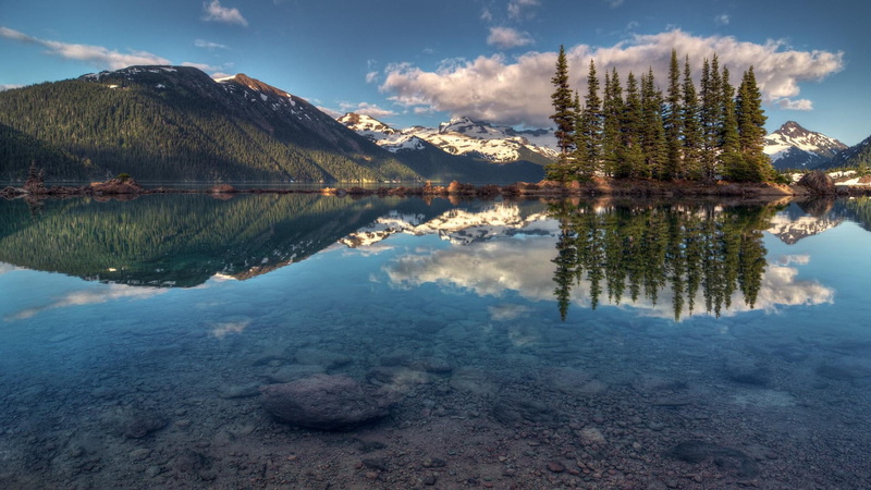 landscape, cloud - sky, 1080P, no people, british columbia, reflection lake, reflection, garibaldi provincial park, tranquil scene, symmetry, cloud, morning