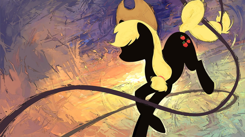 yellow, applejack, mlp: fim, artwork, my little pony friendship is magic, 2560x1440, black, cartoons, my little pony, 2K, pony