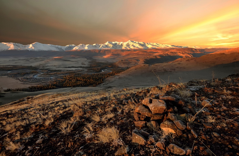 field, North Ridge Chui, north, Autumn, brown, Altai, land, chui, 1080P, ridge