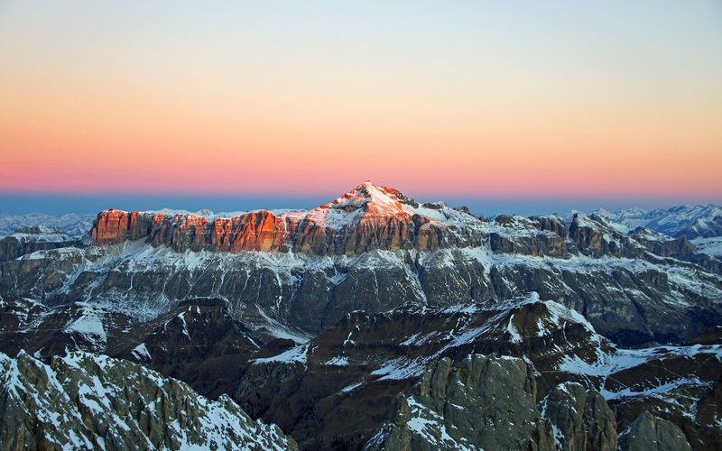 outdoors, frozen, rosa, nature, dolomites, sunrise from marmolada, tranquil scene, no people, white, veneto, tranquility, 2K, winter landscape, scenics