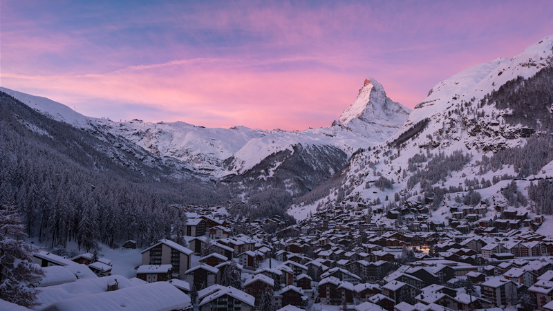 hill station, beauty in nature, mountain range, 4K, mountain peak, environment, zermatt, sky, switzerland, mountain village, nature, scenics - nature