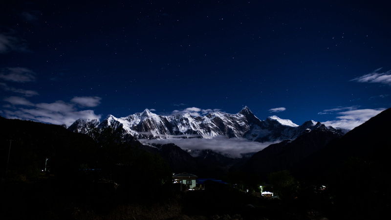 environment, mountain Peak, snowcapped mountain, night, cloud - sky, cloud, 5K, Mt. Everest, winter, tranquility, sky, european Alps, blue, nature, snowy