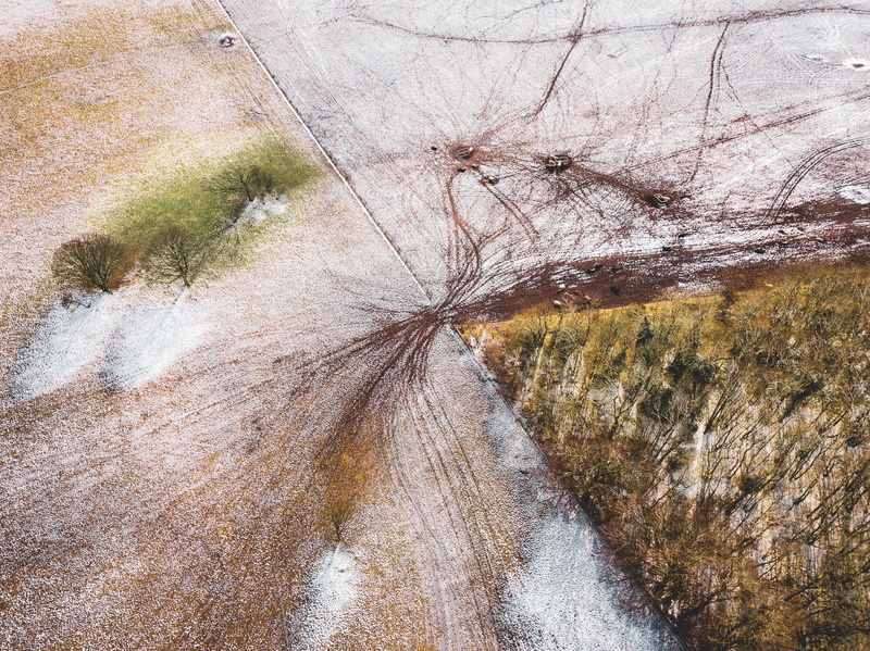 aerial, non-urban scene, no people, environment, scenics - nature, 2K, path, grass, birds eye, red, field, photography, geometric, dusting, pattern, dirt road