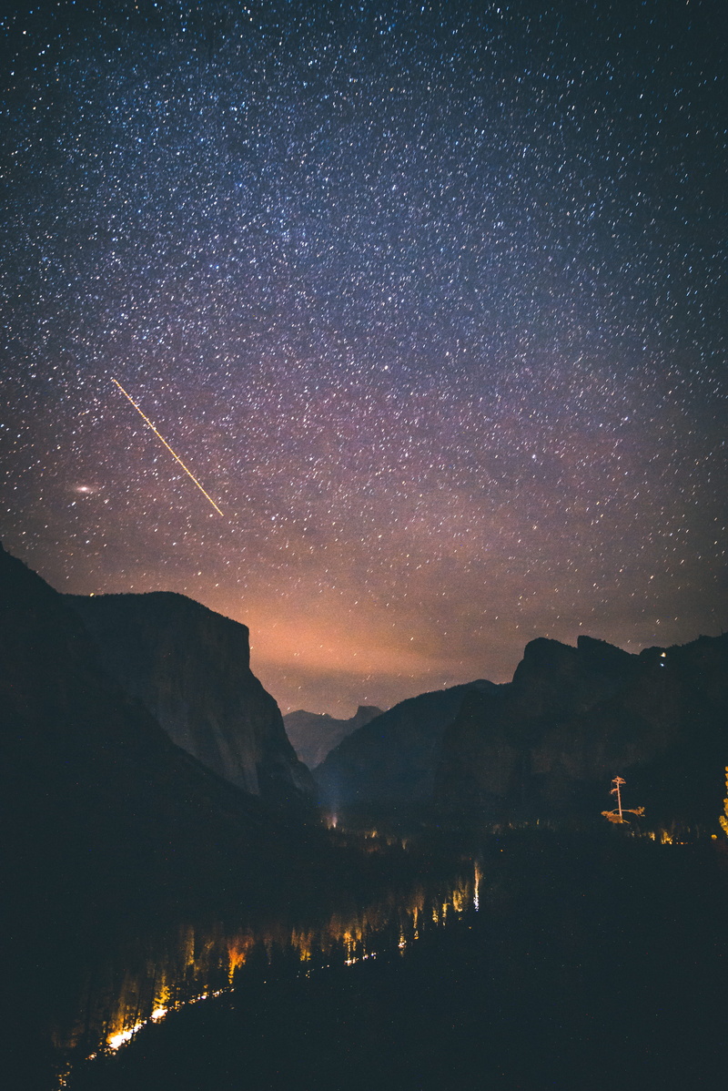 blue, nebula, snow, mountain, star, light - Natural Phenomenon, illuminated, planet - Space, milky Way, night, el capitan, yosemite, star Field, road, astronomy Telescope