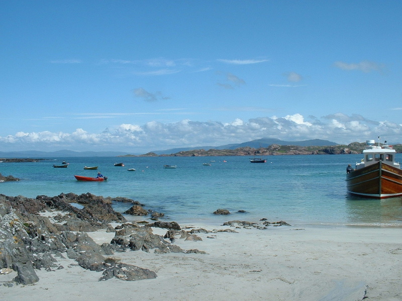 land, 1080P, beach, tourism, day, no people, anchored, tranquil scene, turquoise colored, travel destinations, tranquility, scotland, bay, sea, beauty in nature