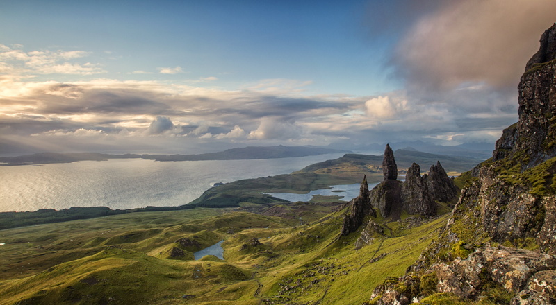 photography, nature, outdoors, summer, mountains, scotland, 5K, hill, trotternish, skye, mountain, landscape photography, Old Man of Storr, sunbeam, rock - Object