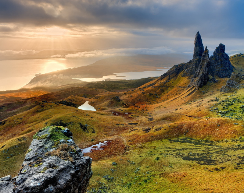 sky, environment, Nature, land, remote, sunset, mountain range, tranquility, Rock, highlands and islands, panorama, no people, isle of skye, United Kingdom