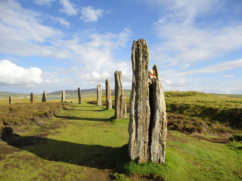 clouds, grass, highlands and islands, stone circle, sunlight, ring of brodgar, post, tranquility, tranquil scene, field, wooden post, orkney island, scenics - nature