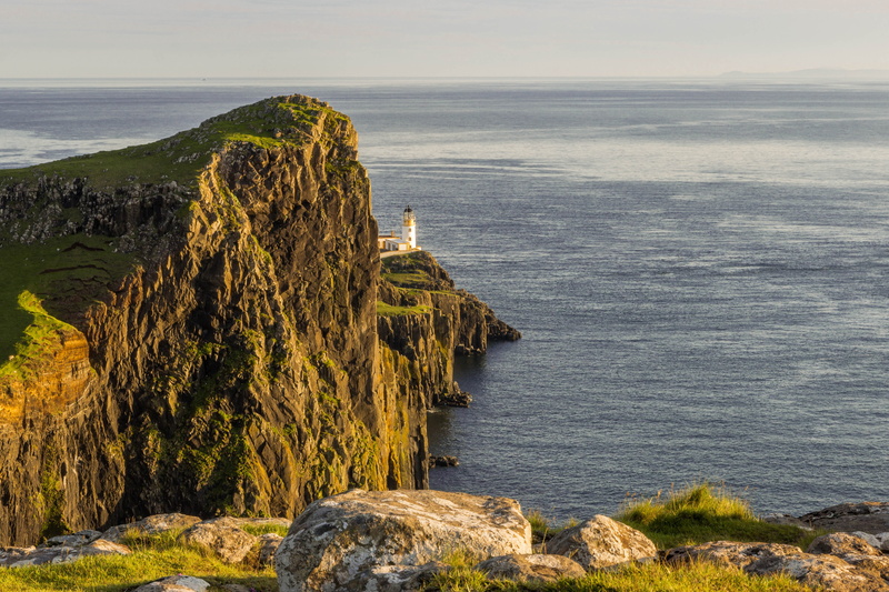highlands and islands, green, tranquility, solid, land, horizon, sky, rocky coastline, beauty in nature, tranquil scene, outdoors, isle of skye, scenics - nature
