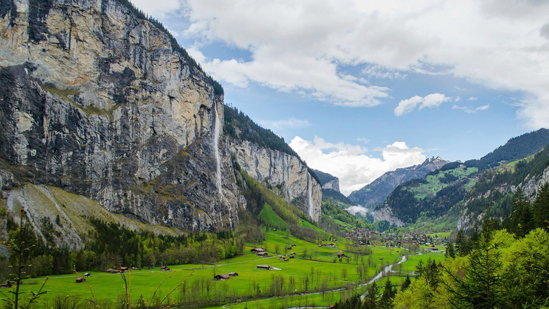 scenic, europe, land, travel, water, landscape, stone, tourism, grass, country, alps, summer, vacation, non-urban scene, mountain, plant, cloud, tranquil scene
