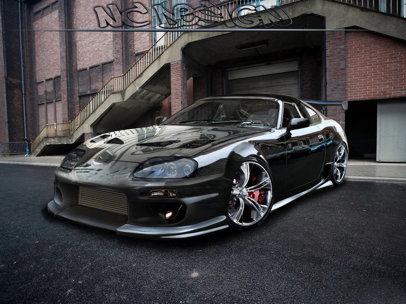 Toyota, building, street, building exterior, black, motor vehicle, garage, mode of transportation, vintage car, Toyota Supra, built structure, parking