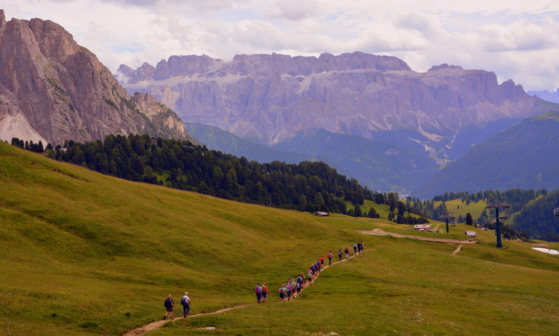 land, the group of the sella, beauty in nature, walk, scenics - nature, travel destinations, trekking, plant, hiking, nature, mountain peak, mountain range