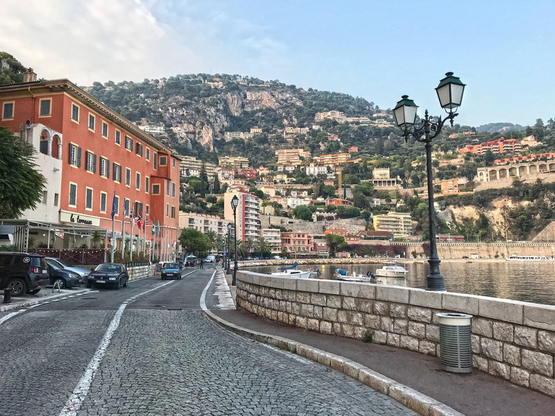 french riviera, residential district, colorful, holiday, saint tropez, street, row house, road, fishing boat, sunshine, sun, building, france, mountain