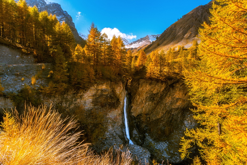 4K, Waterfall, Mountains, French Alps, 4K