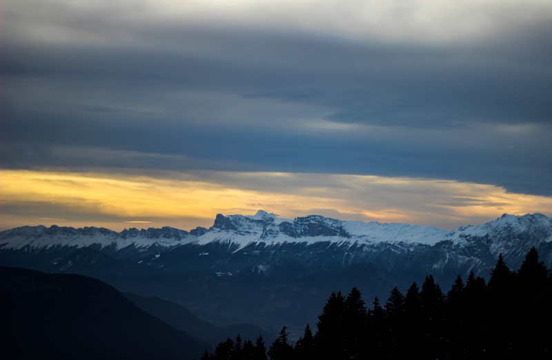 aerial, non-urban scene, sky, no people, landscape, forest, tree, covered, cloud - sky, snow, daytime, tranquil scene, french alps, glacier, environment