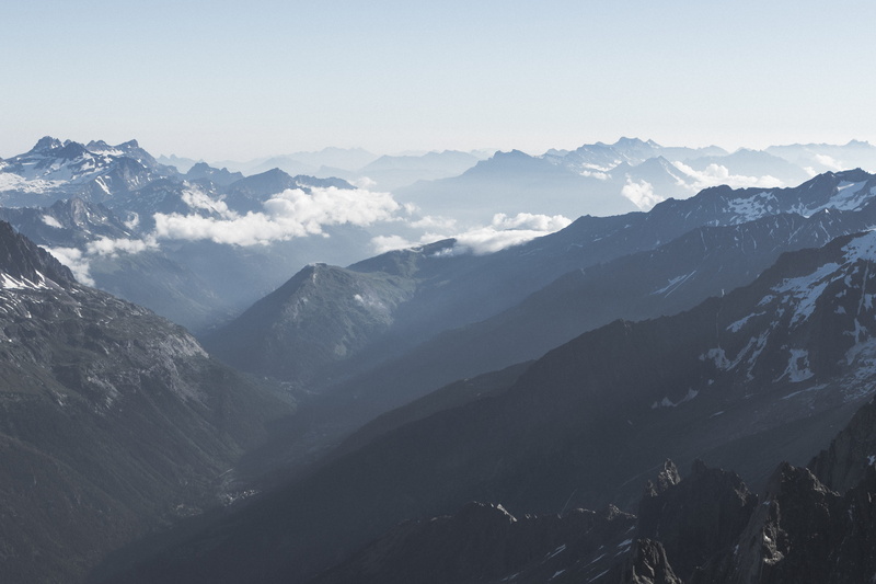 misty, winter, france, tranquility, sky, mountain peak, day, snowcapped mountain, snow, 5K, nature, moody, aiguille du midi, range, landscape, travel